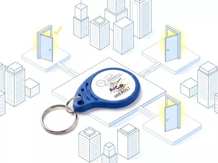 Illustration du badge MGP Matic ouvrant l'accès à plusieurs bâtiments municipaux