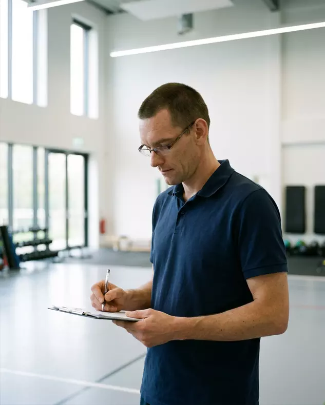 Relevé sur site en salle multisport par l'équipe MGP Matic avant réalisation du projet